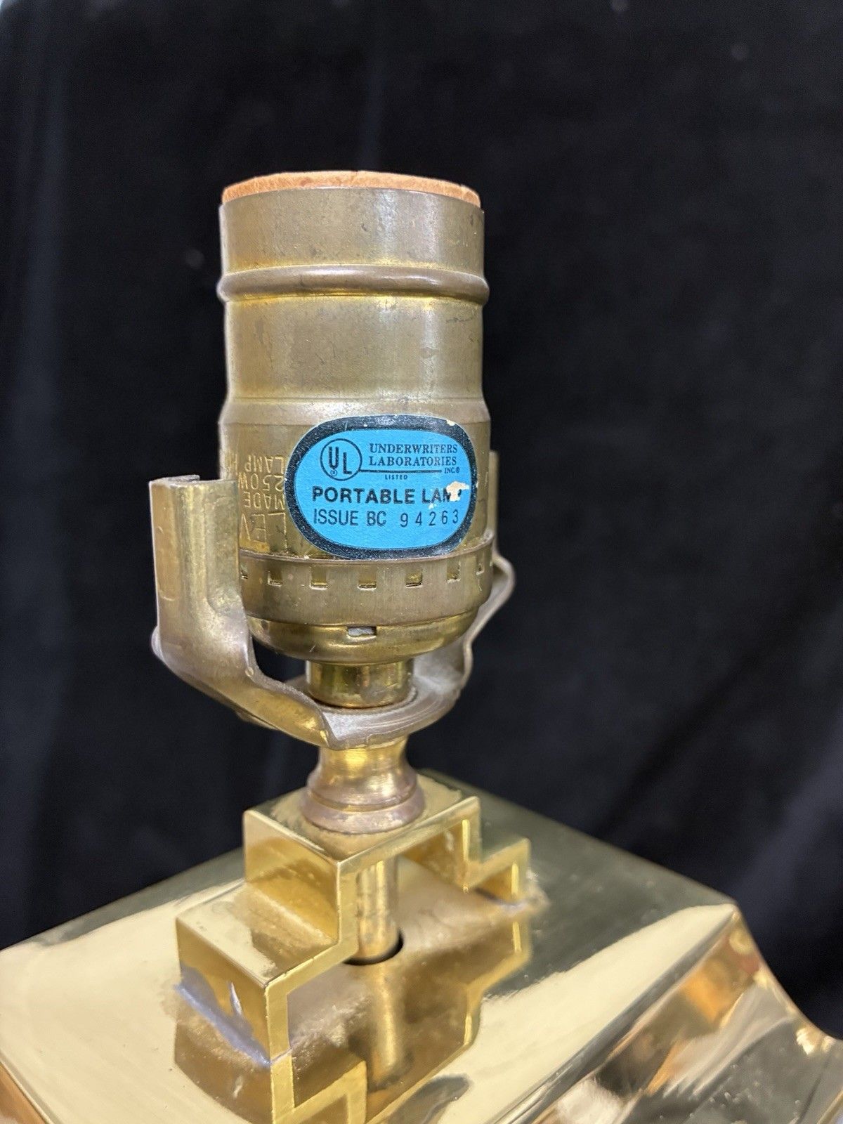 Lighting Pair Of Large Table Lamps Hollywood Regency Oriental Pagoda Brass On Wood Plinth photo
