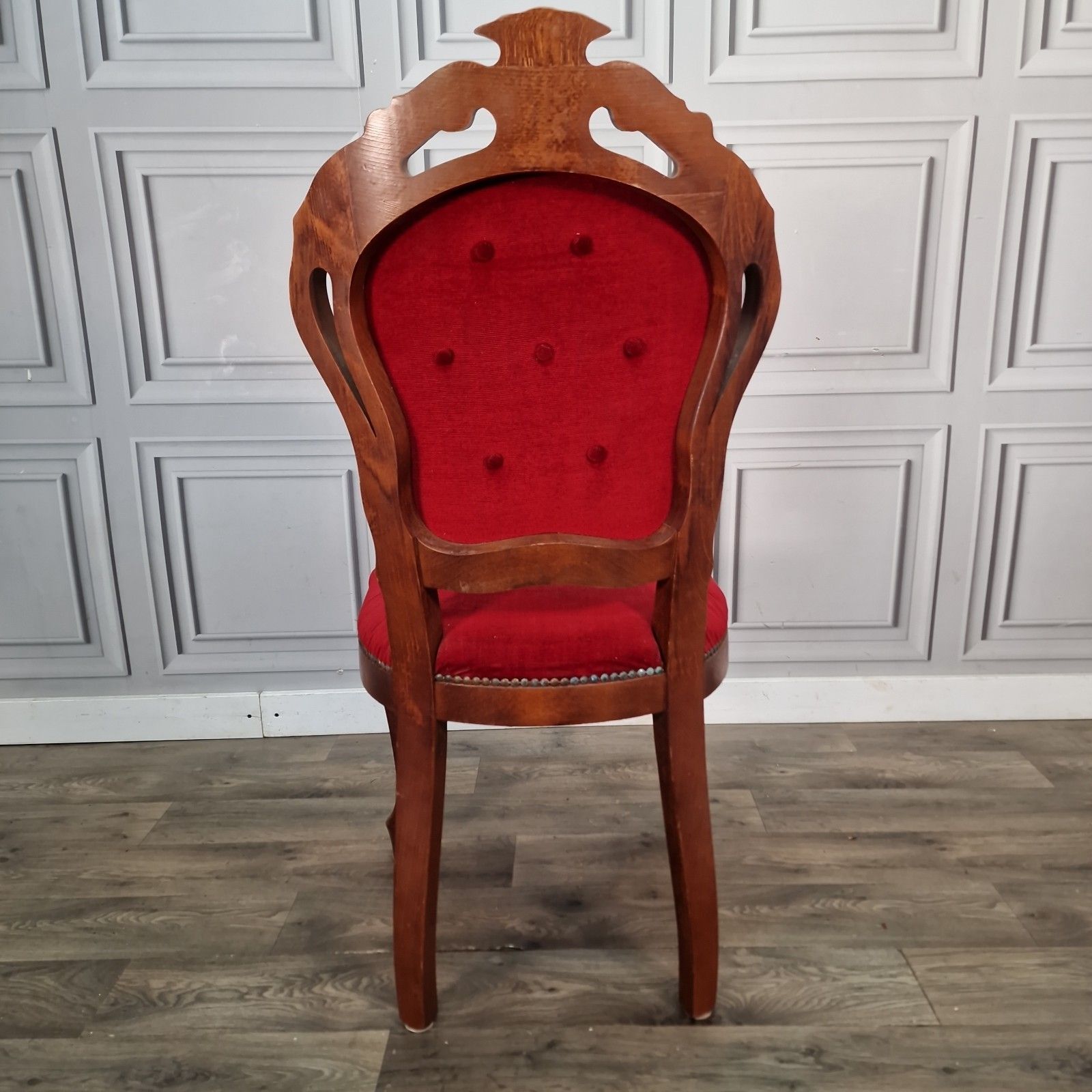 photo buy Antique Victorian Style Chair Carved Walnut Red Upholstery Bedroom Seat Louis