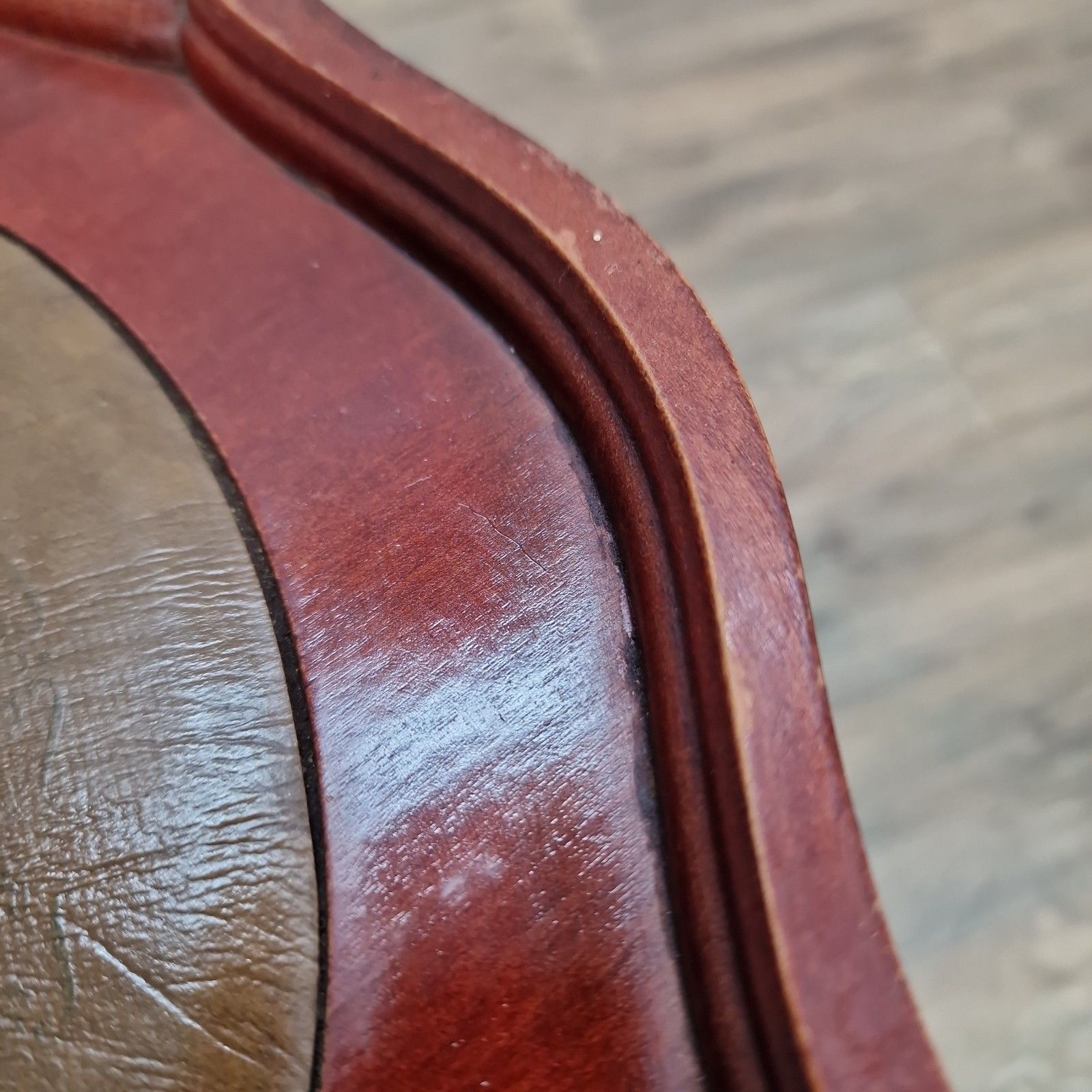Vintage Wine Side Table Tripod Occasional Antique Style Faux Leather Top photo buy