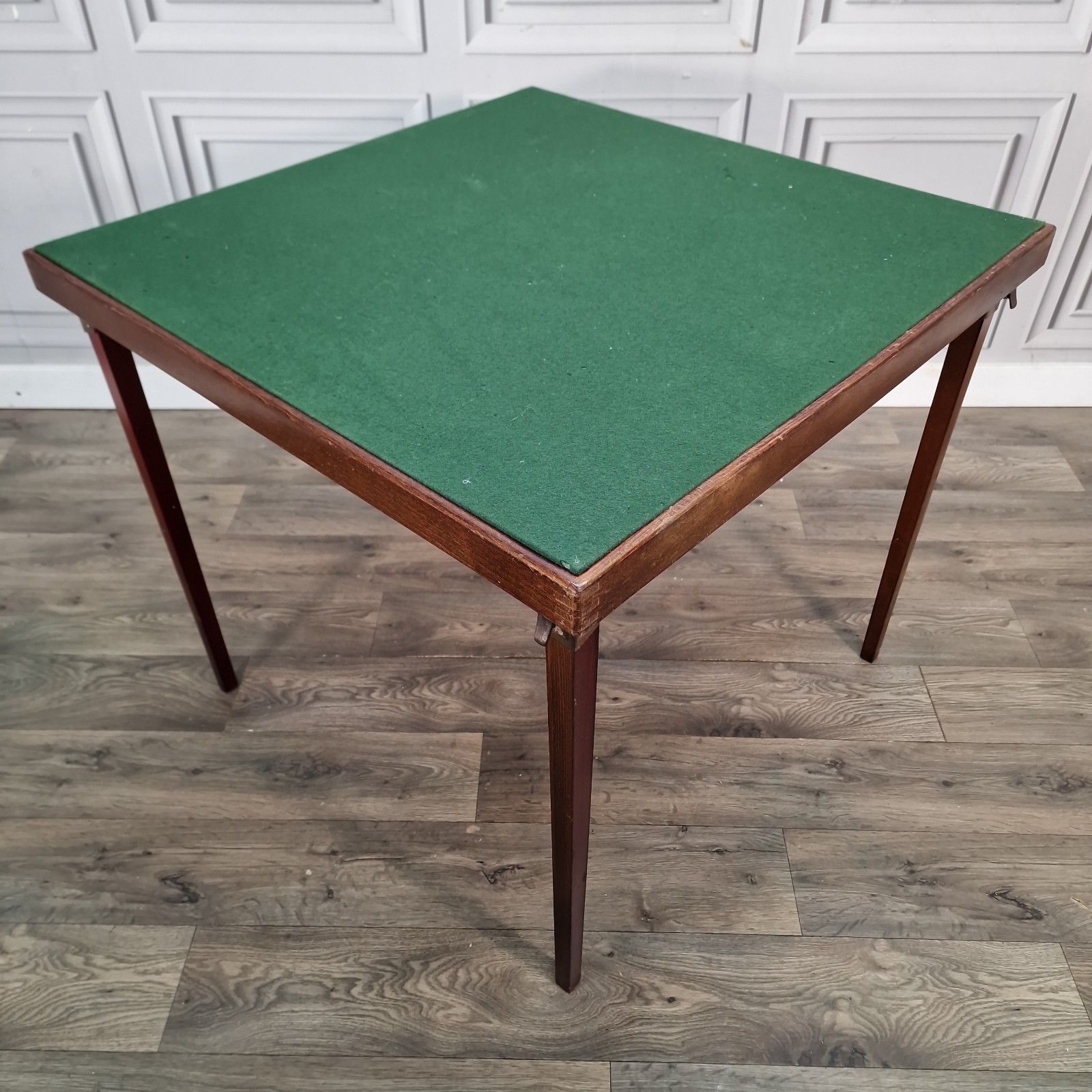 Vintage Folding Games Table Green Baize Card Wooden "Vono" Foldaway Table Retro photo furniture