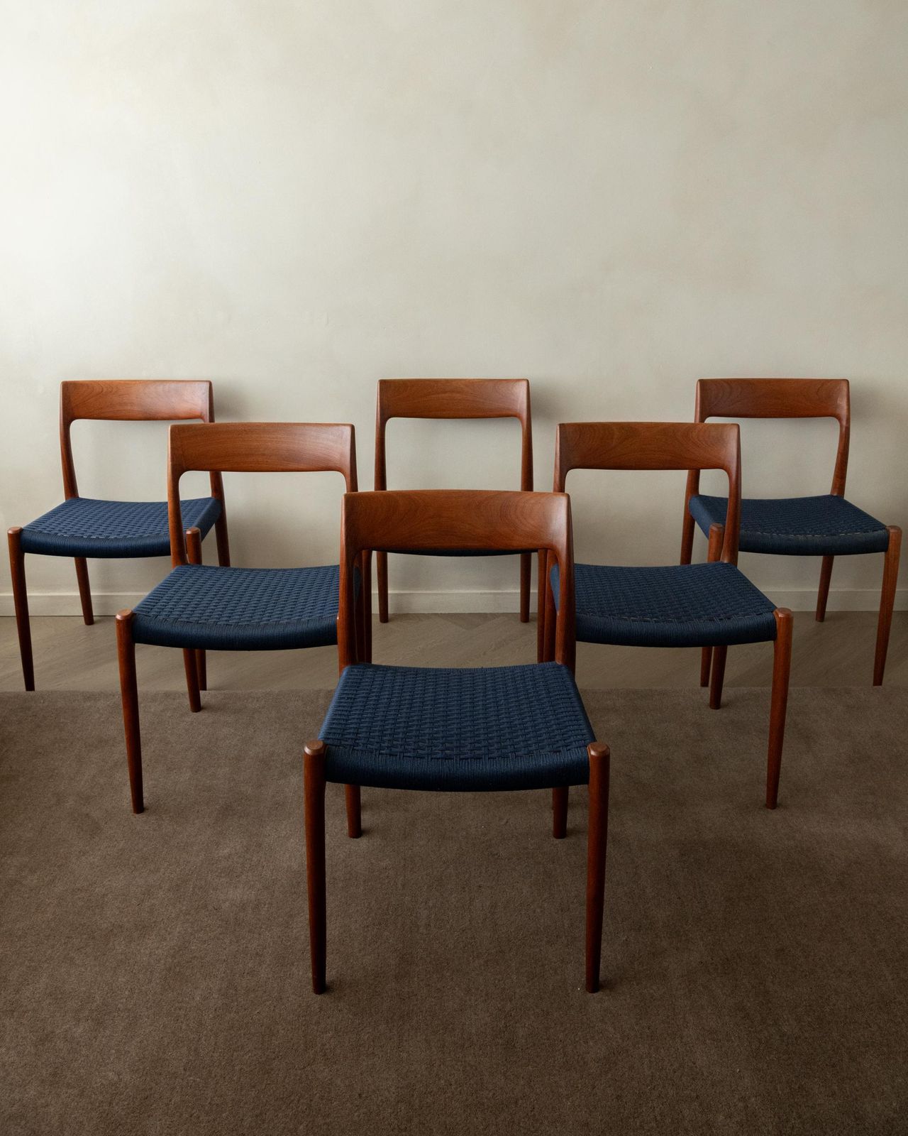 Mid Century Modern Teak Dining Chairs Model 77 By Niels Otto Møller, 1960s photo Furniture