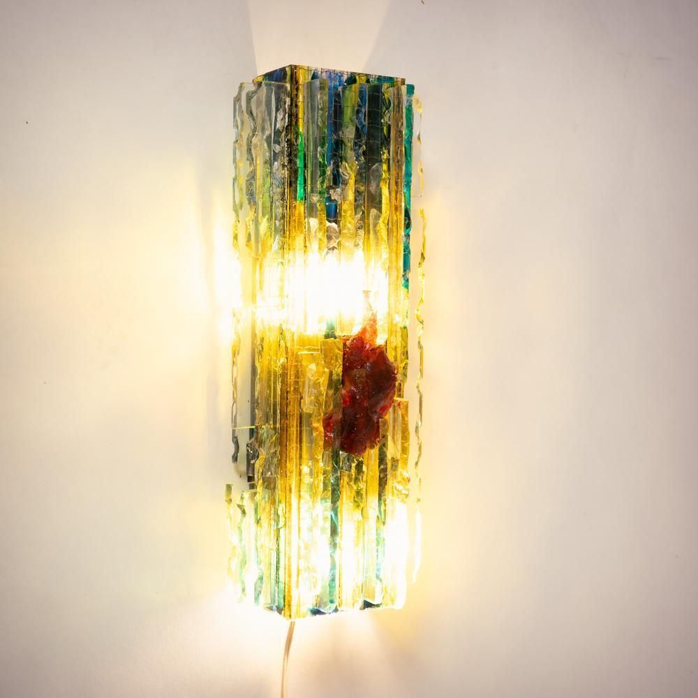 Dutch Brutalist Glass All Sconce "Chartres"By Willem Van Oyen For Raak, 196os photo for sale
