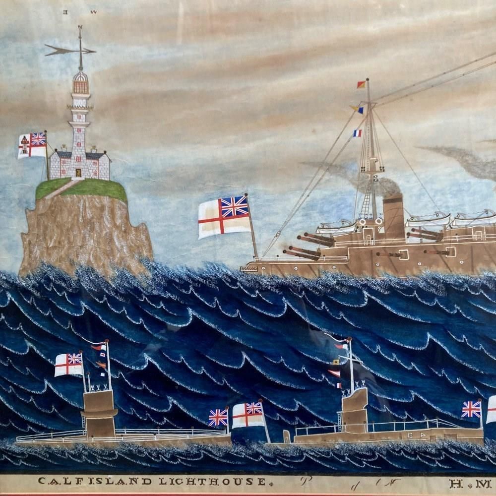 Naive Maritime Watercolour   Hms Lion photo furniture