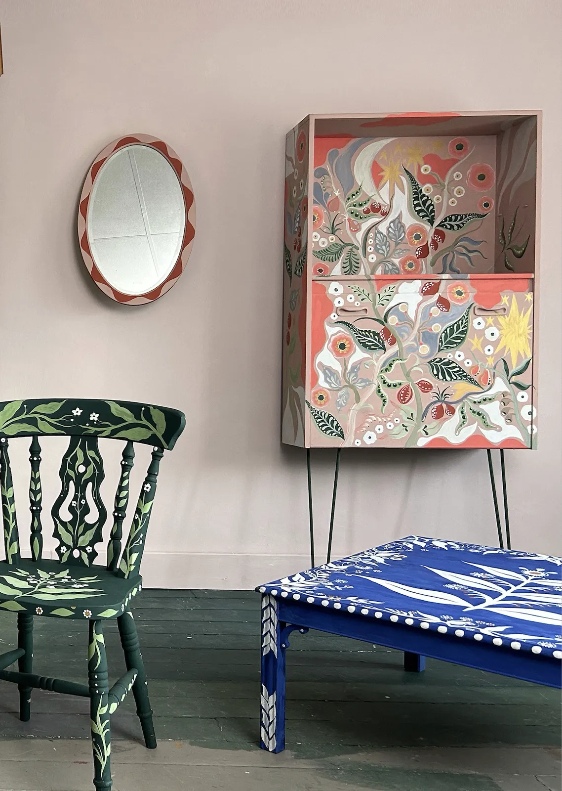 Hand Painted Cabinet Inspired By Josef Frank photo buy
