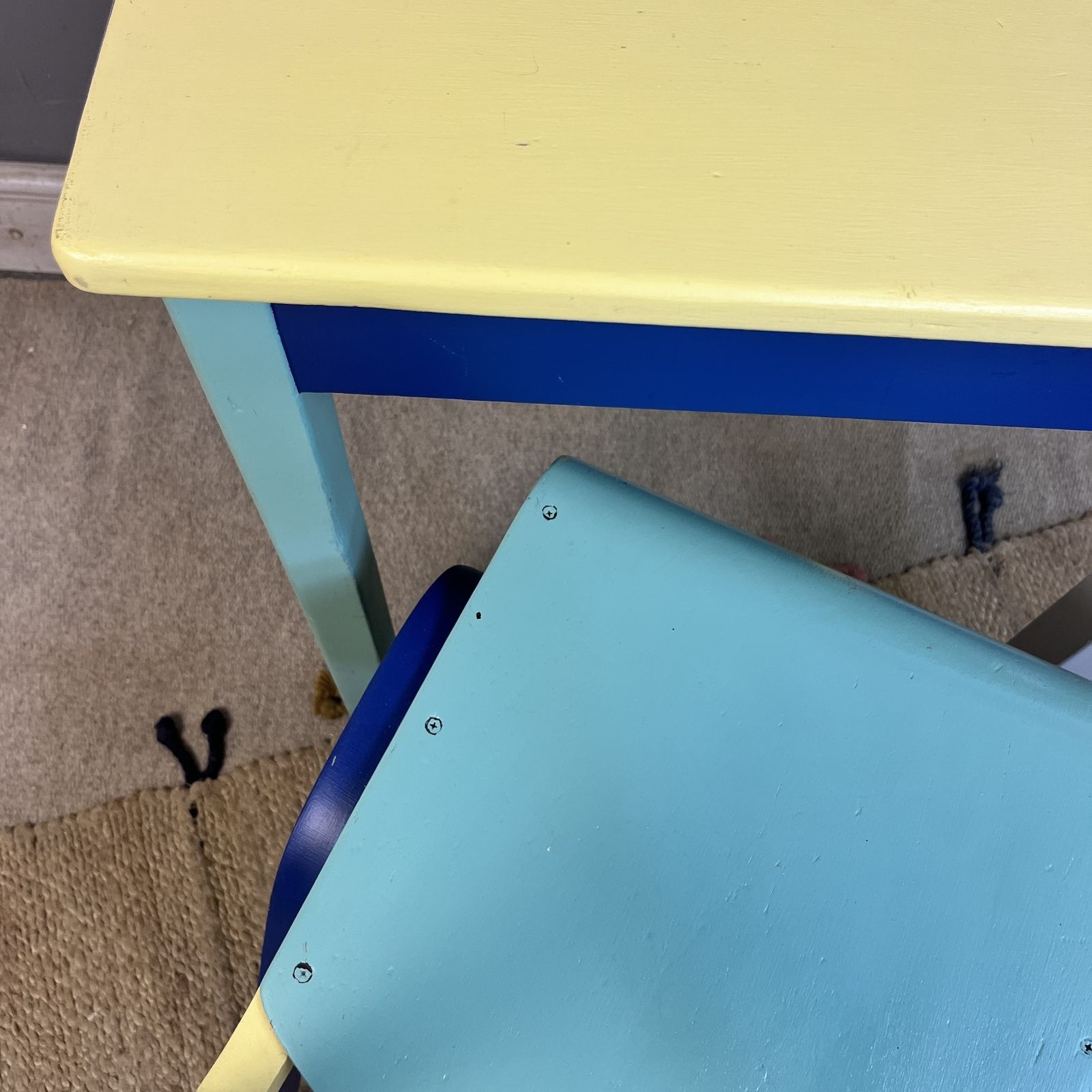 Mid Century Colourful Kids School Desk And Chair photo 225.0