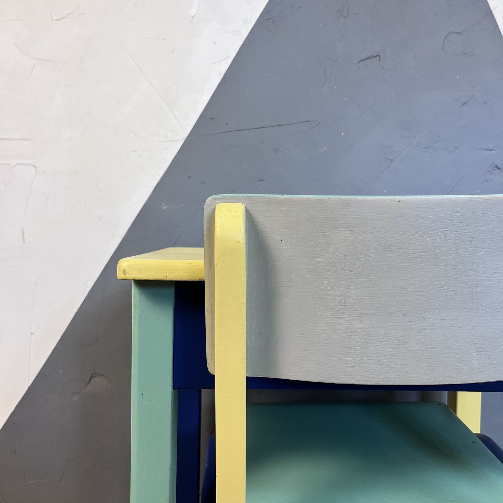 Mid Century Colourful Kids School Desk And Chair photo buy