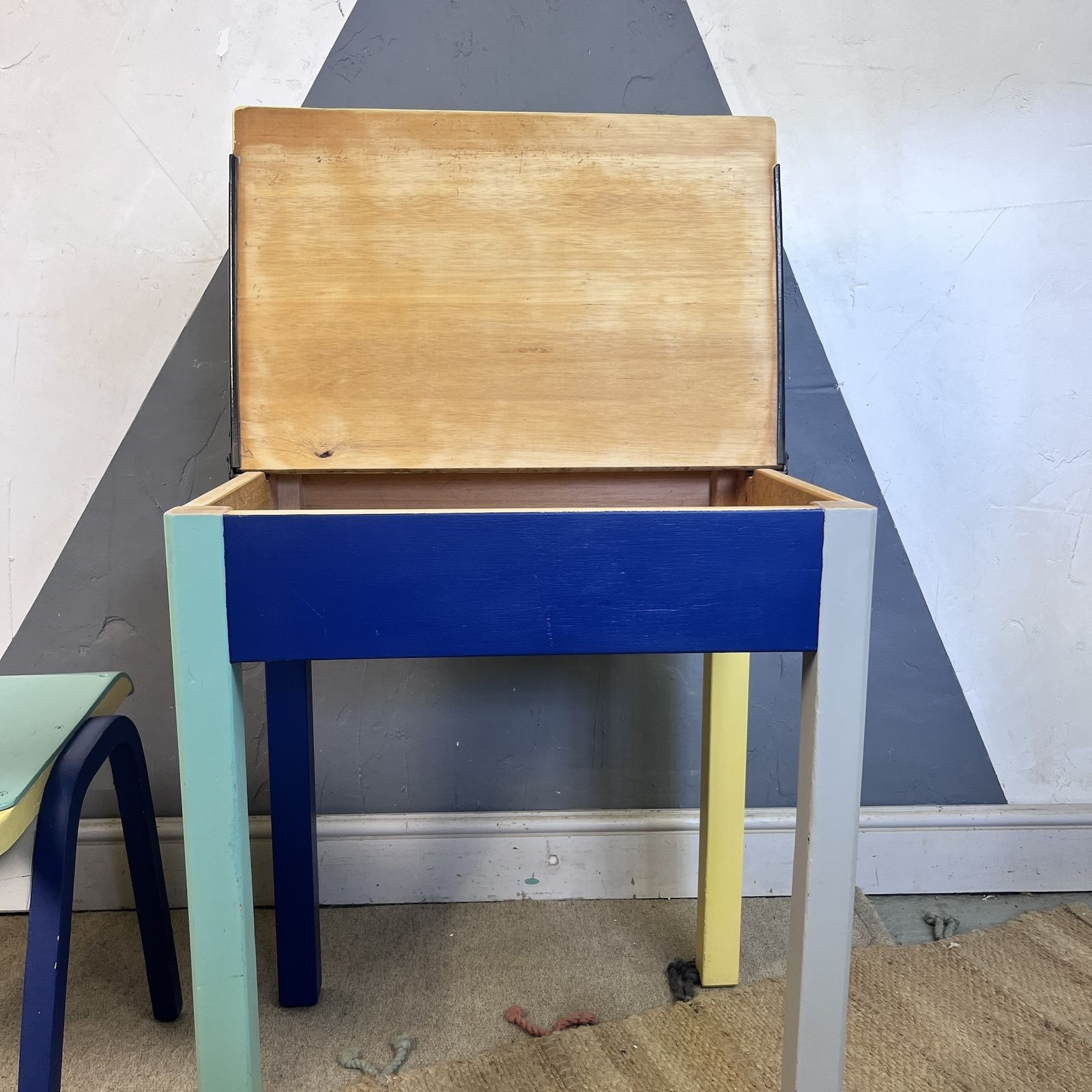 photo furniture Mid Century Colourful Kids School Desk And Chair