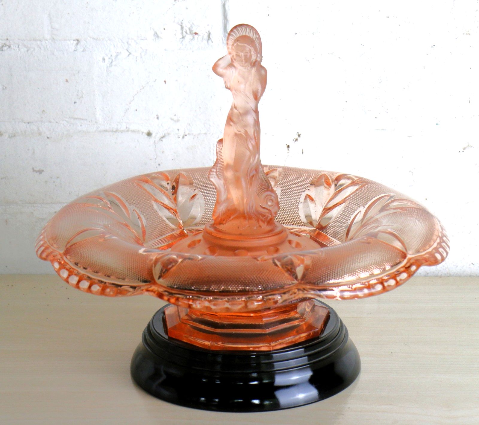 Art Deco Glass Centrepiece By Walther & Sohne Arabella Figure In Pink 1930s photo furniture
