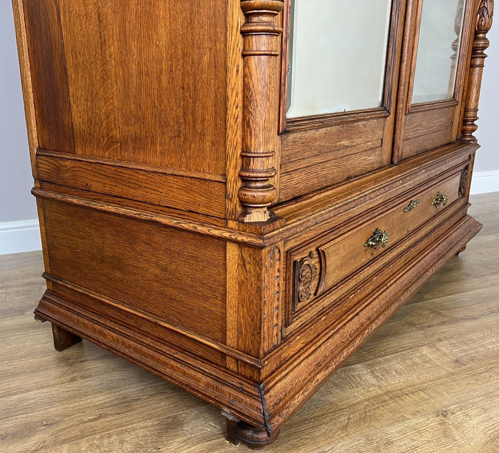Wardrobe Antique French Oak Two Door Mirrored Carved Armoire Cabinet Lot 6120 photo buy