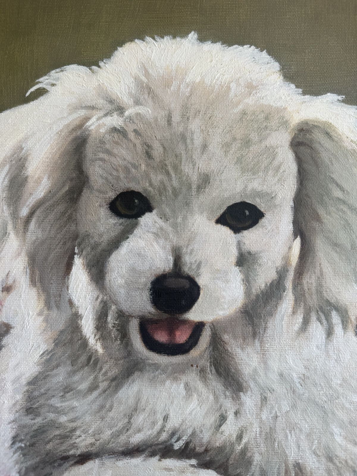 Vintage Framed Poodle Dog Portrait Oil Painting By R.K.H. Jacob photo for sale