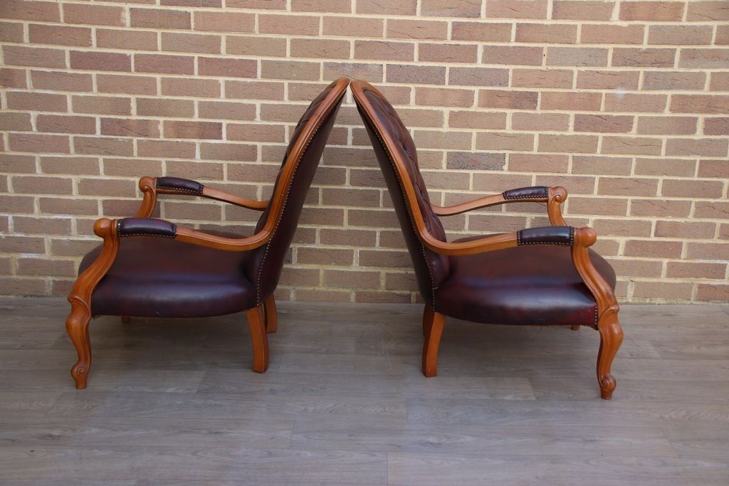 Pair Of Chesterfield Parlour Armchairs photo vintage