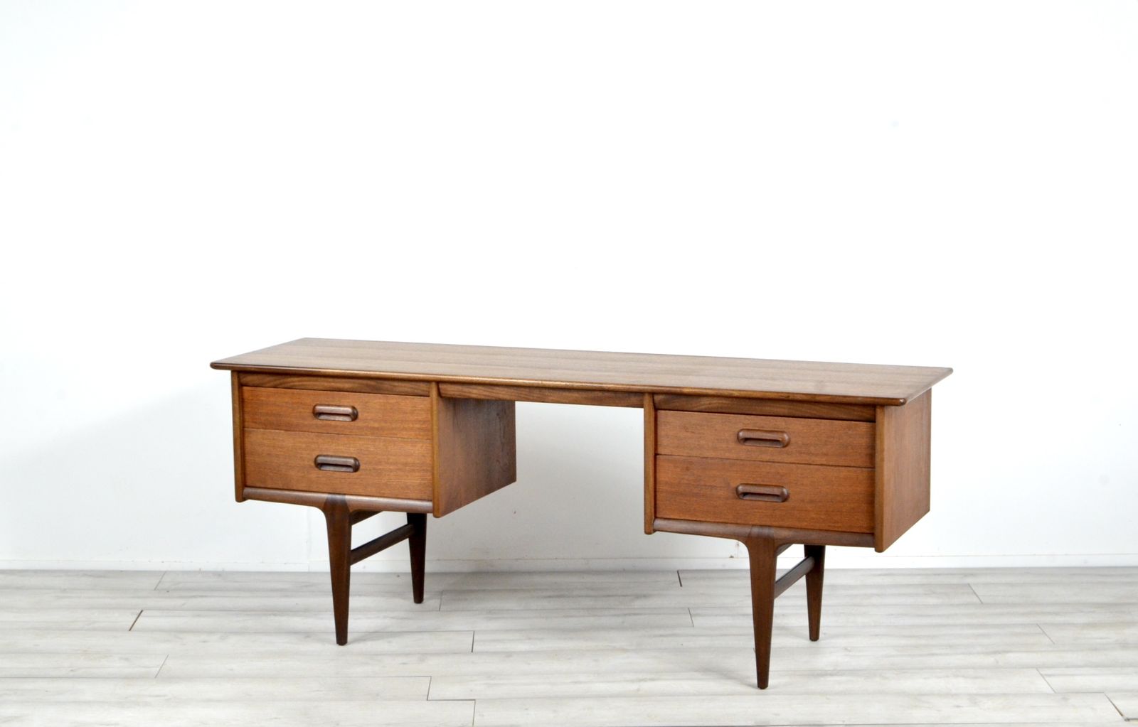 Midcentury Afromosia Desk From A. Younger Designed By John Herbert. Vintage Modern / Retro / Danish Style.