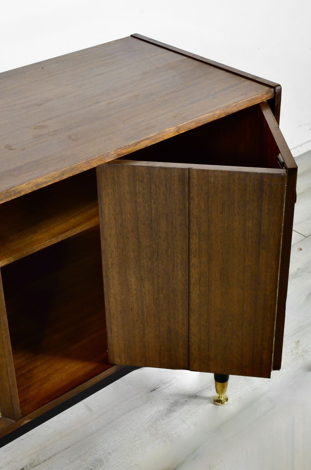 Midcentury G Plan 'E Gomme' Sideboard In Walnut And Brass. Vintage Modern / Mid Century / Danish Style. photo vintage