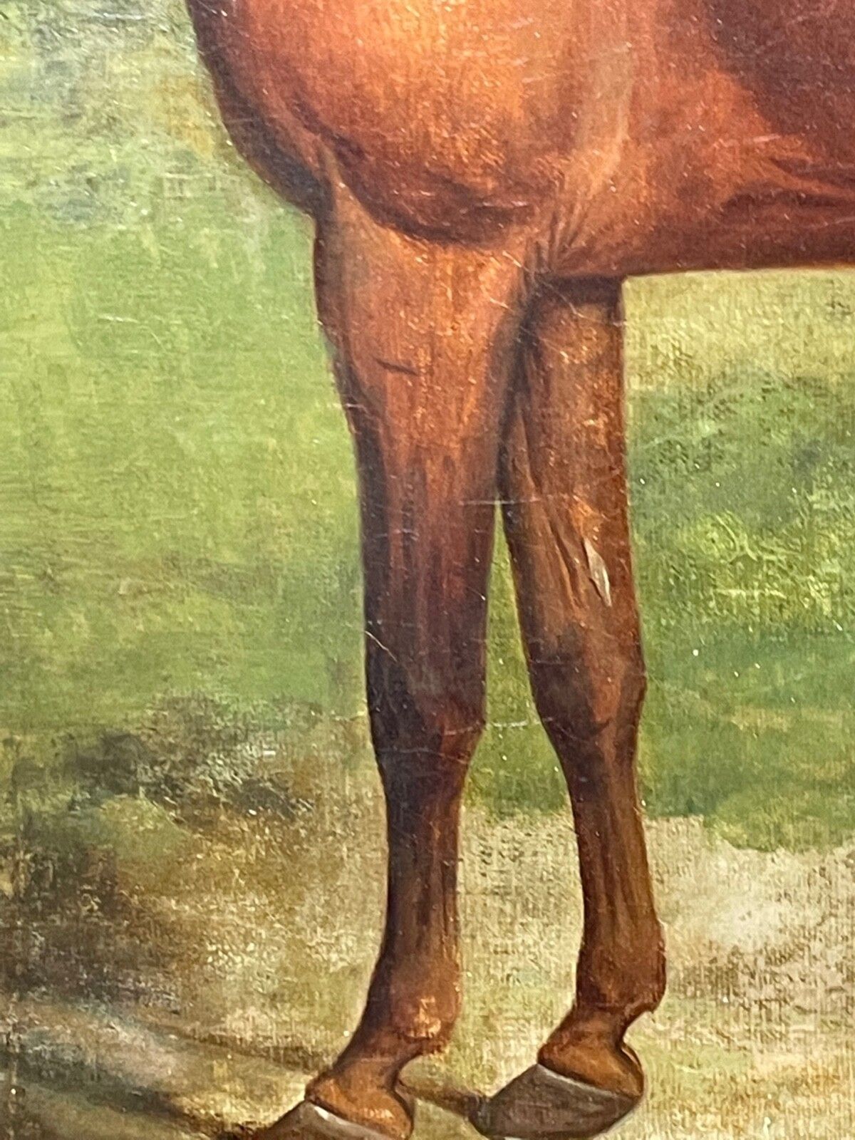 Vroeg-19e-eeuws ruiterij-olieschilderij van het renpaard Partisan, gefokt door de 4e Duke of Grafton, ca. 1827, gesigneerd door James Barenger. photo vinterior