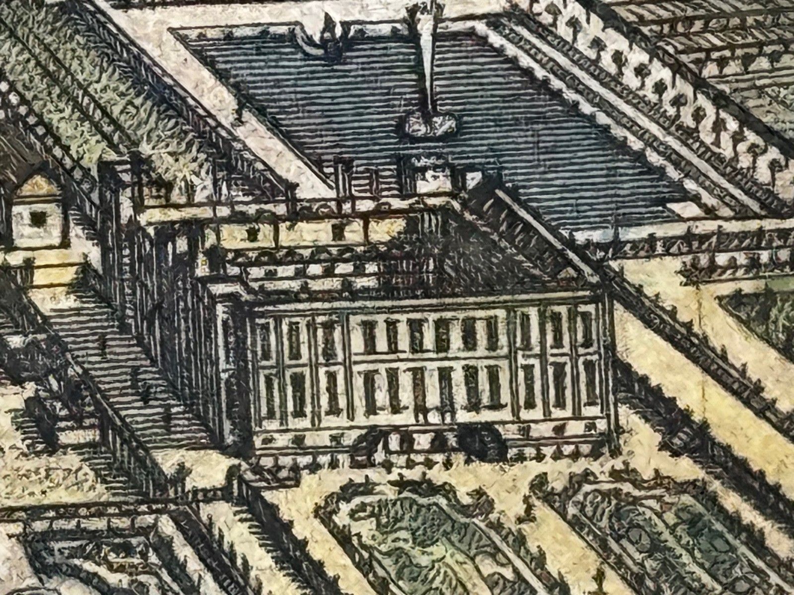 photo vintage Chatsworth House, Derbyshire 18th Century Copper Engraving After Leonard Knyff