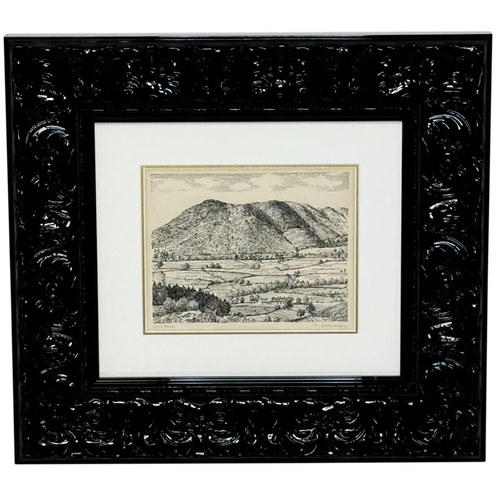 Mid-Century pentekening Low Fell From Lanthwaite Hill Lake District, gesigneerd door Alfred Wainwright