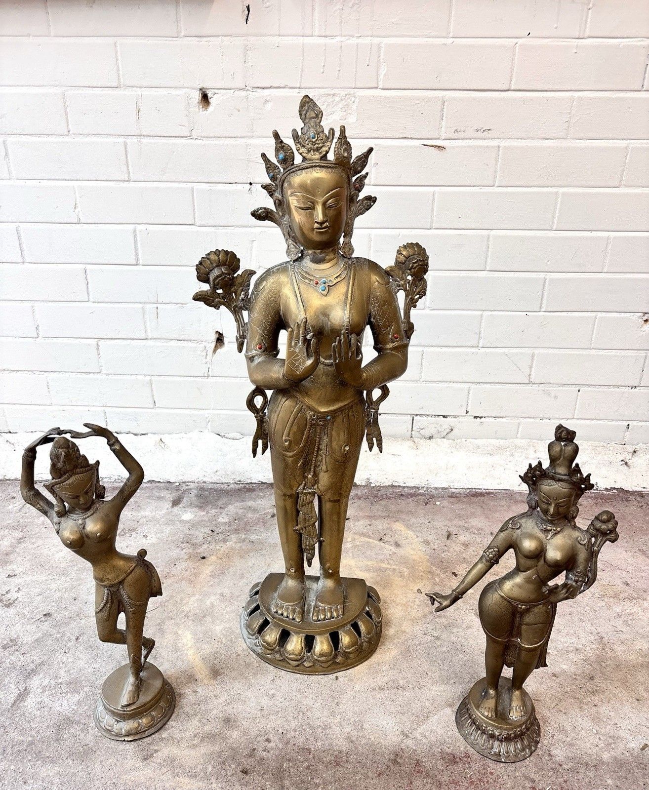 Early 20th Century Brass Buddhism Brass Figures. Indian.