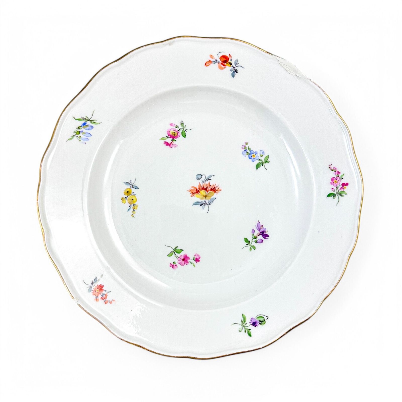 photo furniture Set van drie Meissen Streublumen porseleinen borden, Duitsland, jaren 1880