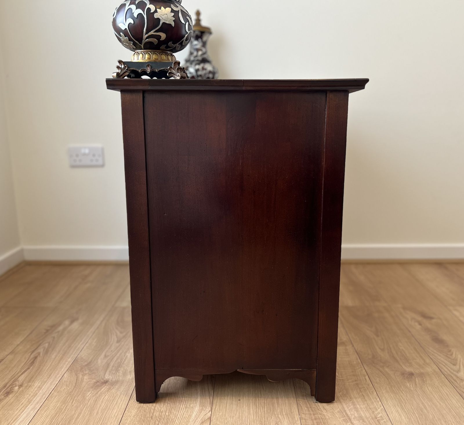 photo for sale Antique Burr Walnut Chest Of Drawers 2 Over 2 Brass Handles Bedroom Storage