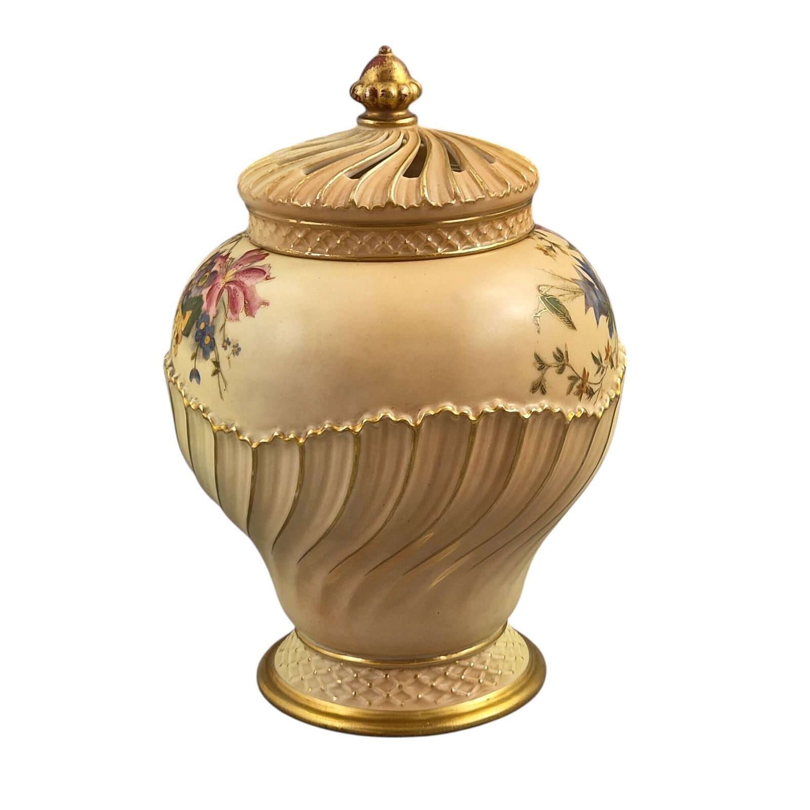 Royal Worcester Blush Ivory Pot Pourri Jar And Cover, England, 1903 photo 700.0
