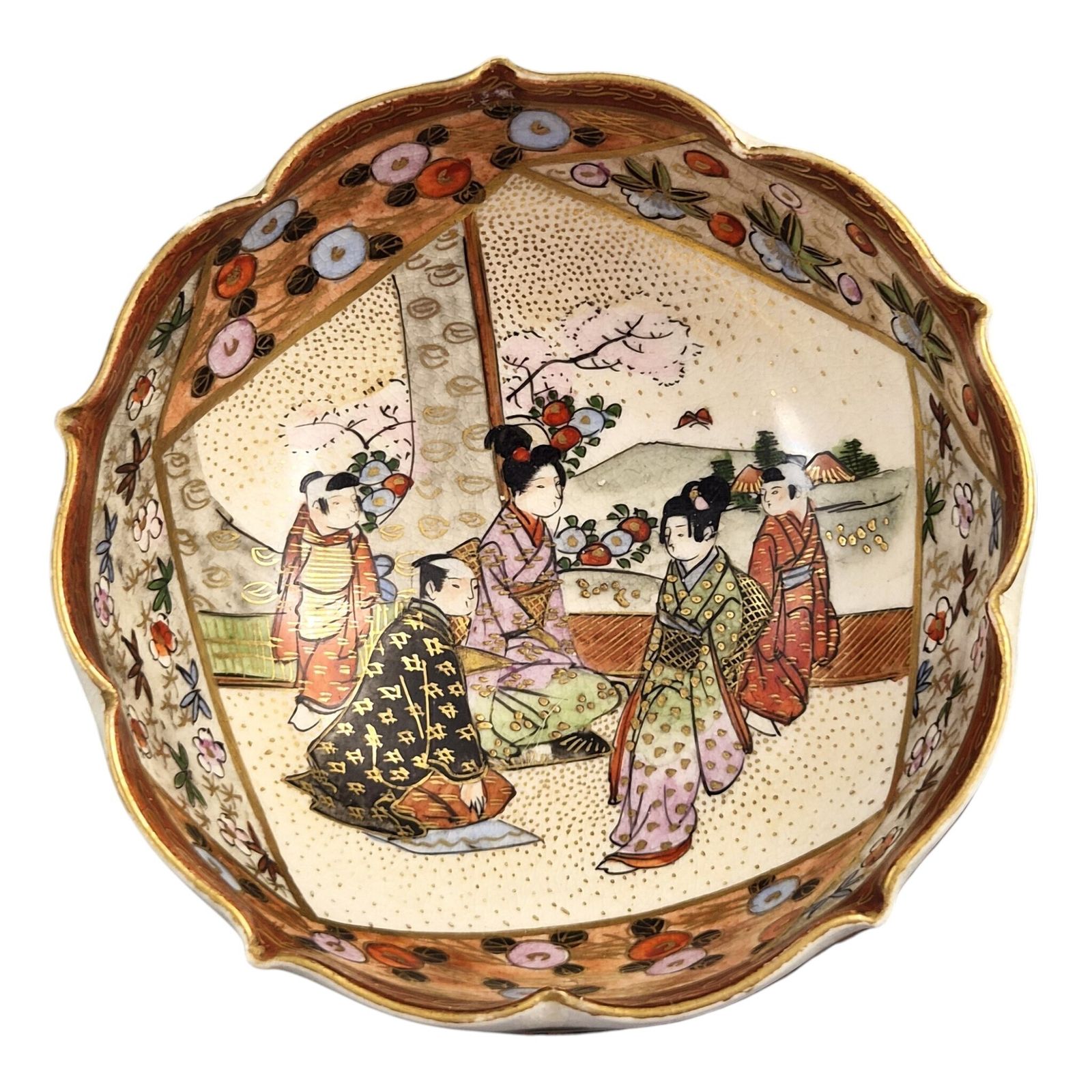 Japanese Kyoto Satsuma Hanami Bowl, Meiji Period, C. 1880–1895 photo for sale
