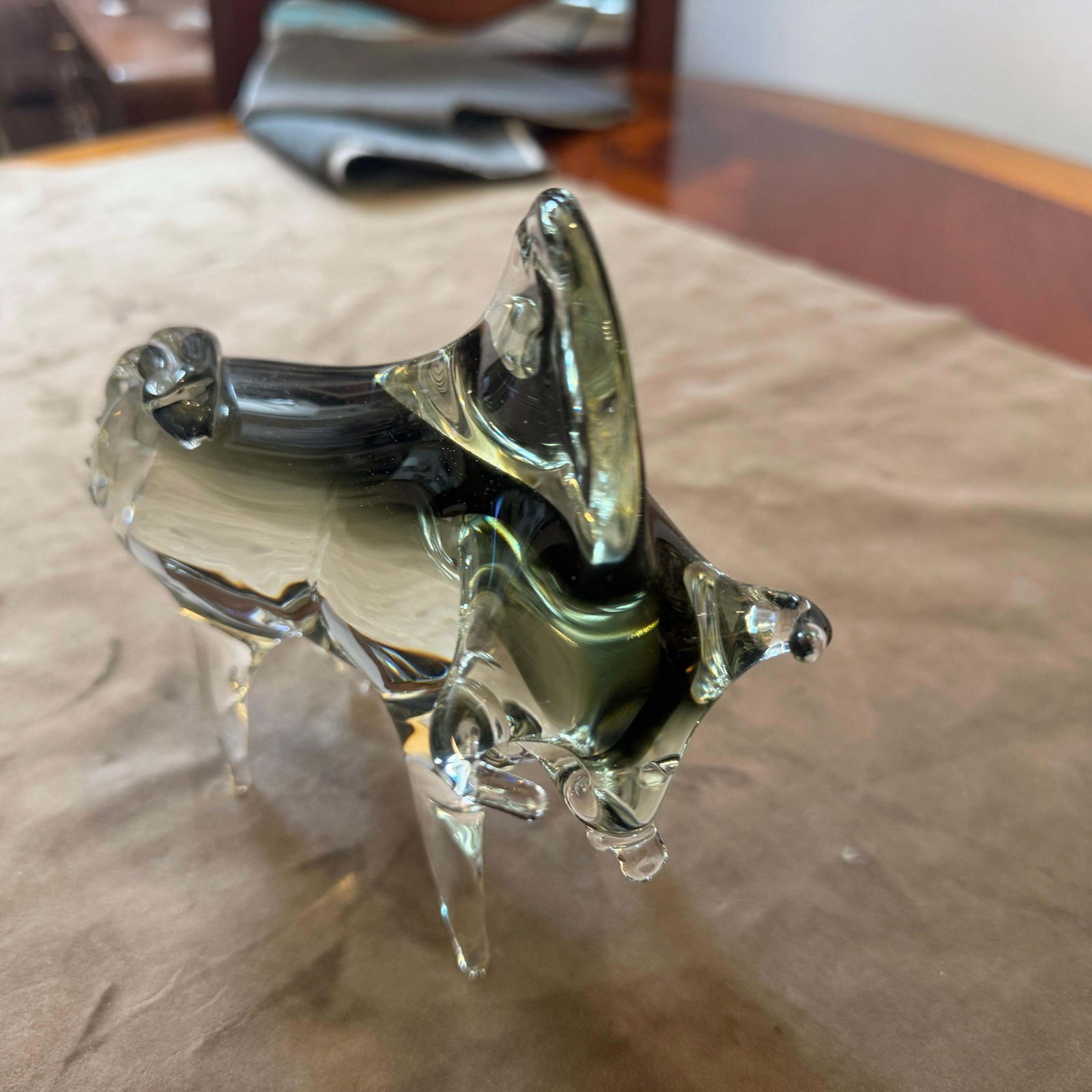 photo furniture 1980s Modern Gray And Black Murano Glass Bull By Vincenzo Nason