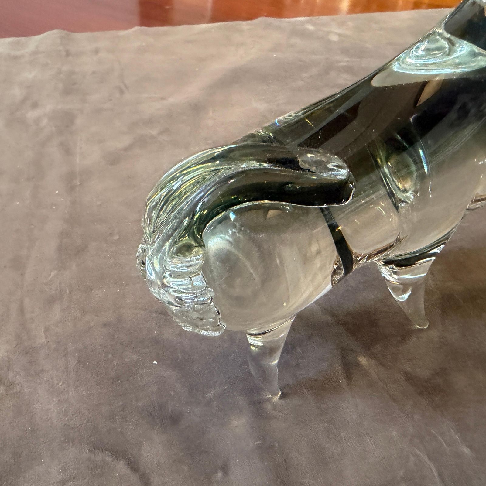 photo for sale 1980s Modern Gray And Black Murano Glass Bull By Vincenzo Nason