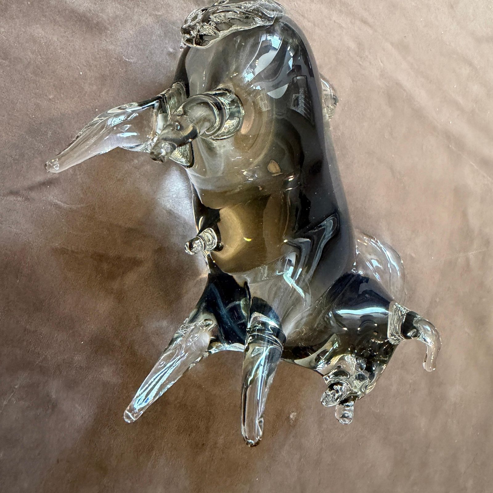 Art 1980s Modern Gray And Black Murano Glass Bull By Vincenzo Nason photo