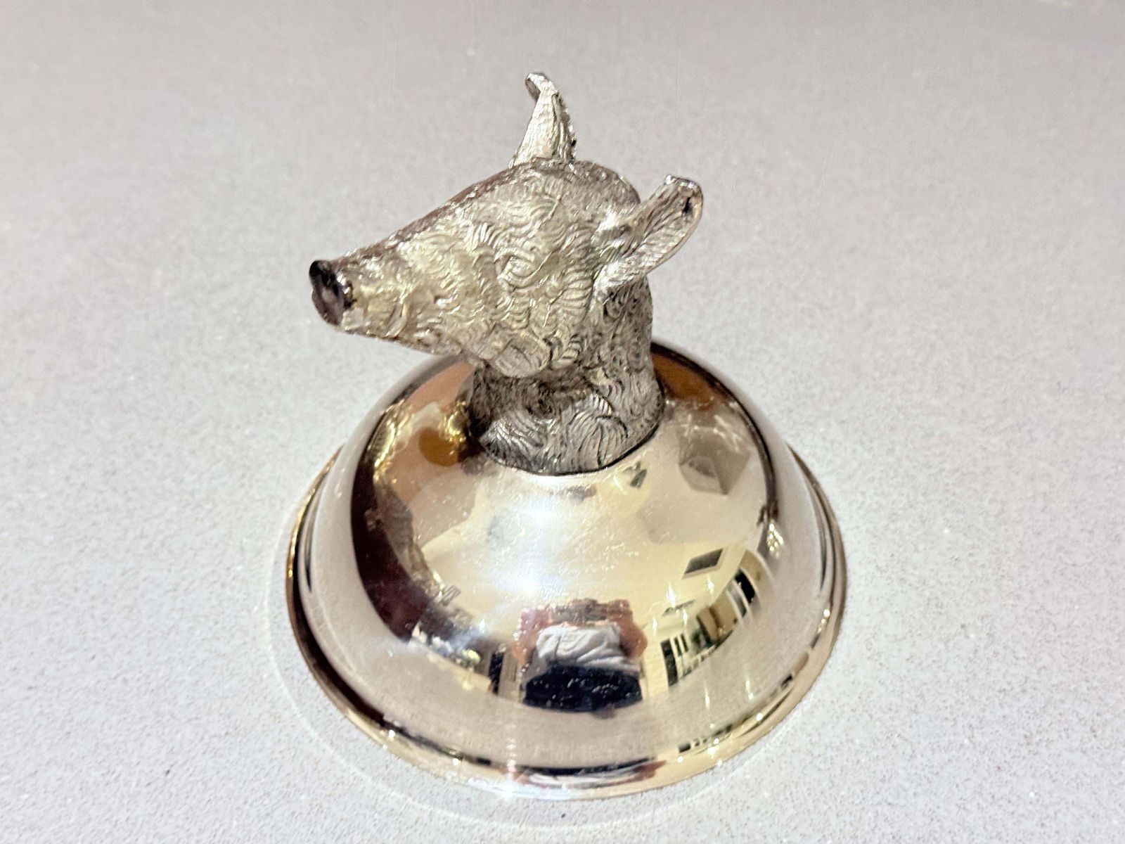Italian Silver Plated Animal Head Liqueur Cups With Matching Serving Tray Set 6 photo 2100.0