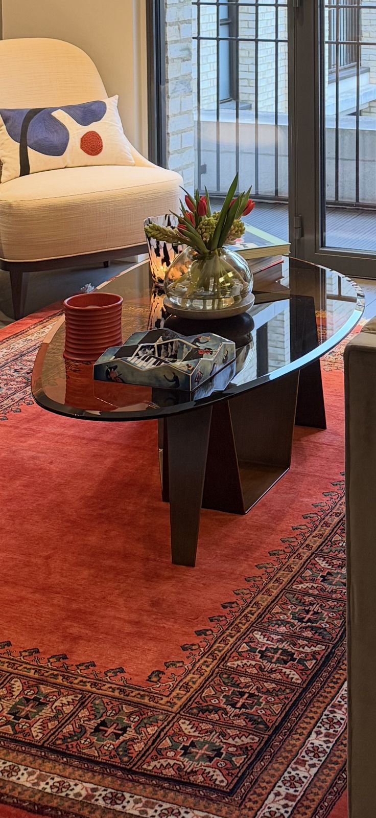 Eichholtz Lavello Coffee Table In Dark Brass & Brown Glass