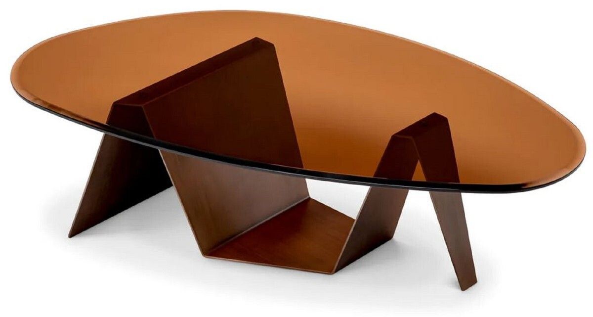 Eichholtz Lavello Coffee Table In Dark Brass & Brown Glass photo furniture