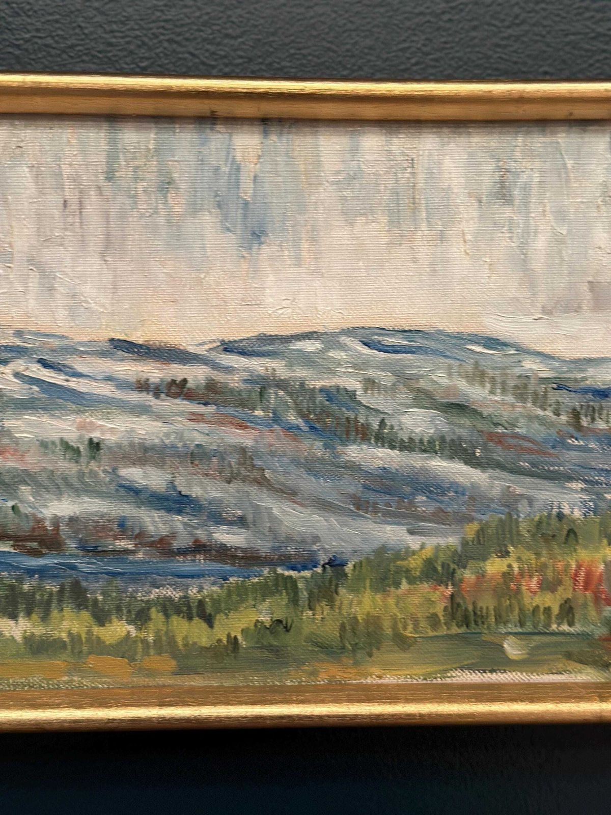Mid Century Oil On Canvas Landscape By Unknown Artist Vintage & Framed – 33 × 22 Cm photo 195.0