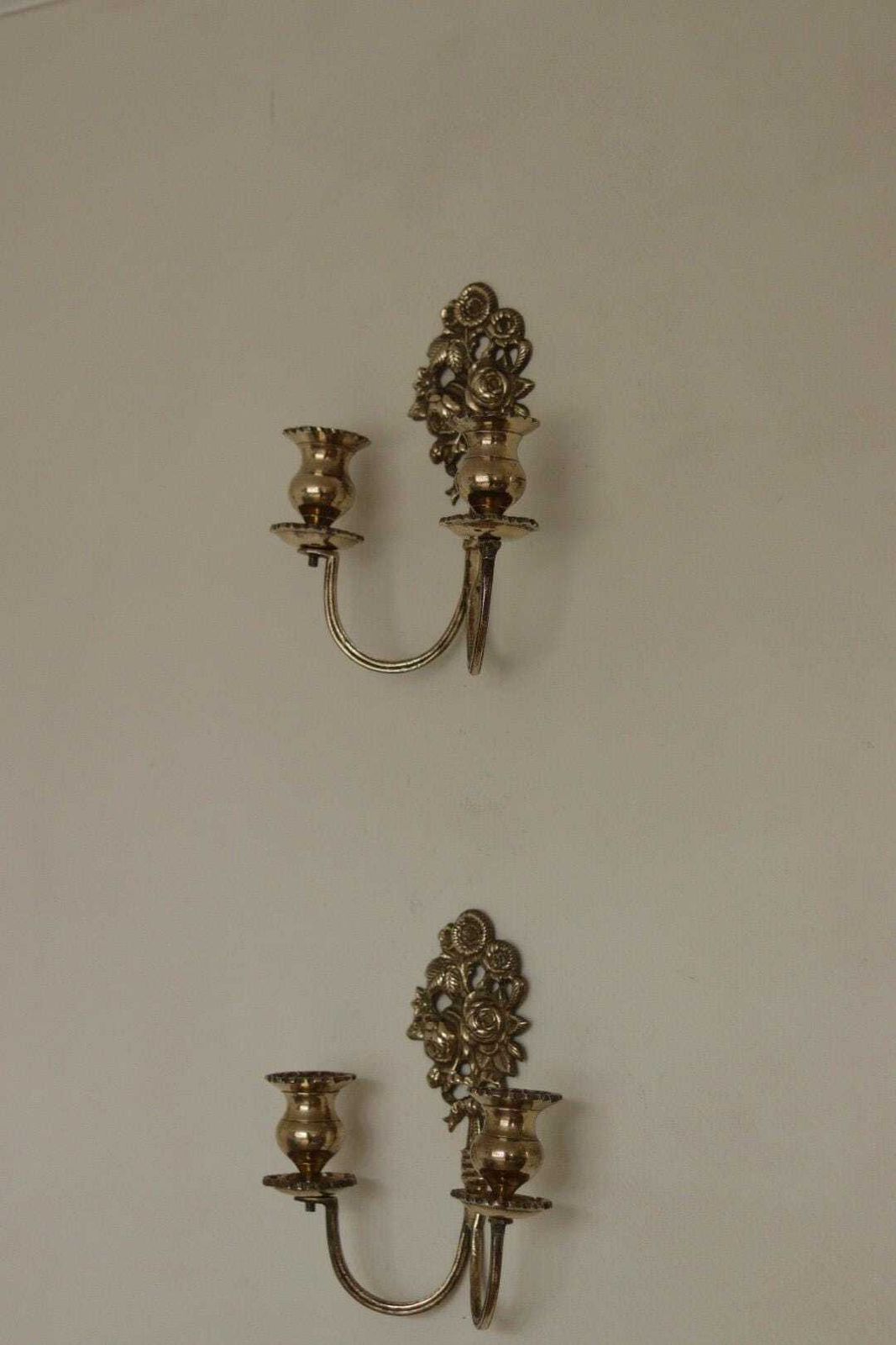Pair Of Antique Swedish  Brass Sconces photo buy