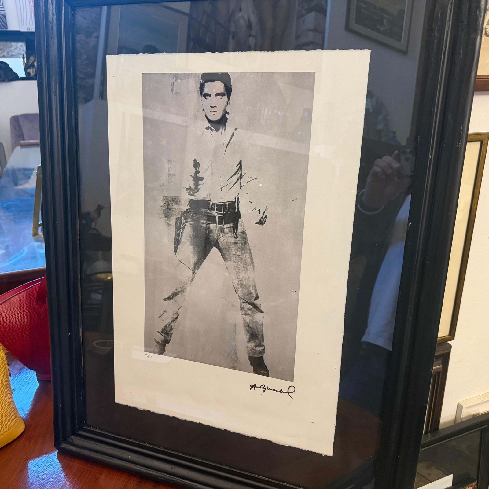 21st Century Black Framed Elvis Presley 40/100 Lithography By Andy Warhol photo furniture