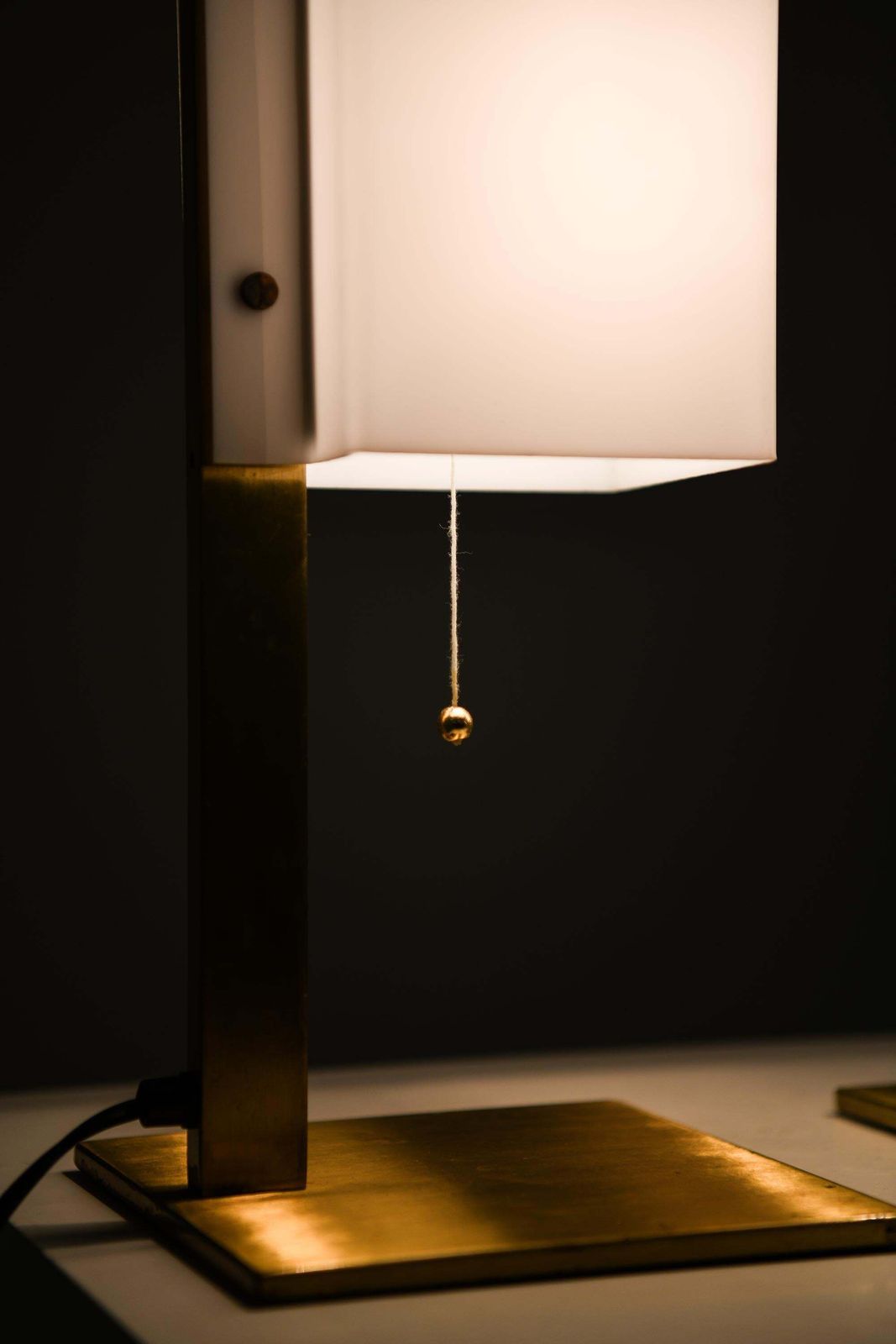 photo for sale Pair Of Table Lamps In Brass And Plastic By Lars Gunnar Nordström, 1960s