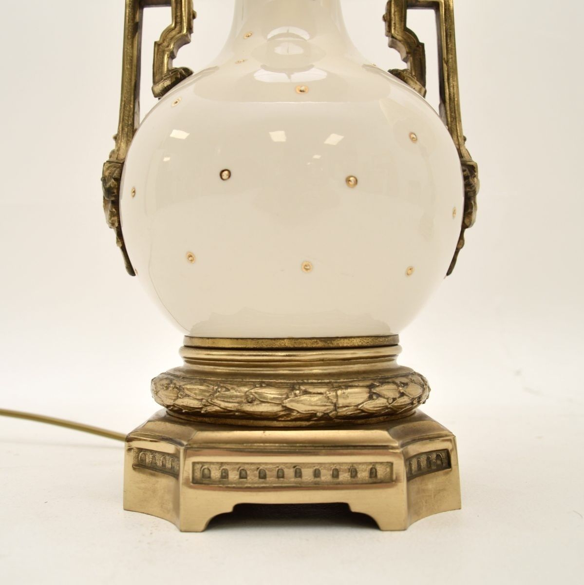 Pair Of Antique French Ceramic And Gilt Metal Table Lamps photo Lighting