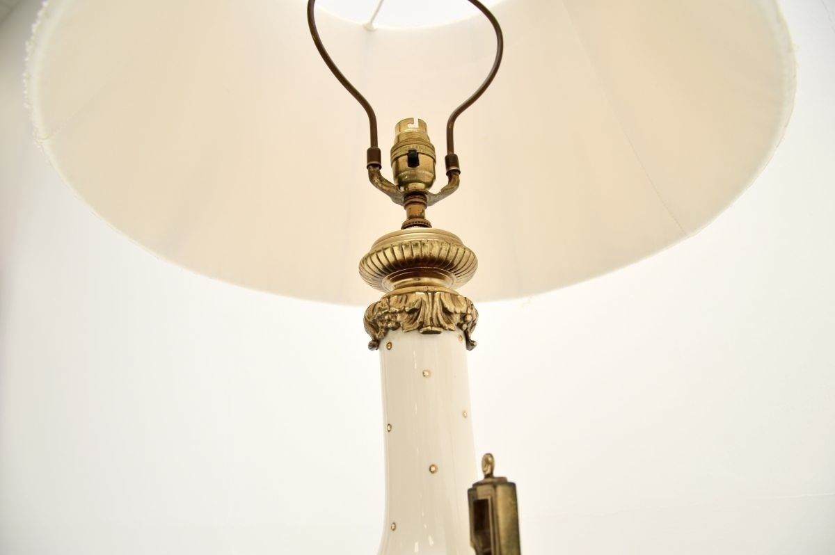 Pair Of Antique French Ceramic And Gilt Metal Table Lamps photo vintage