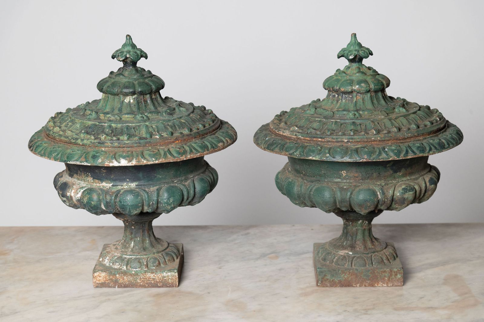 Pair Of Antique Urns With The Original Lids