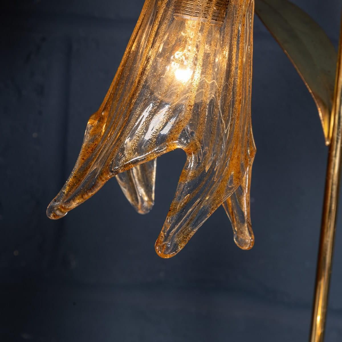 1600.0 Vintage 20th Century Italian Brass & Glass Floor Lamp, Murano C.1980 photo