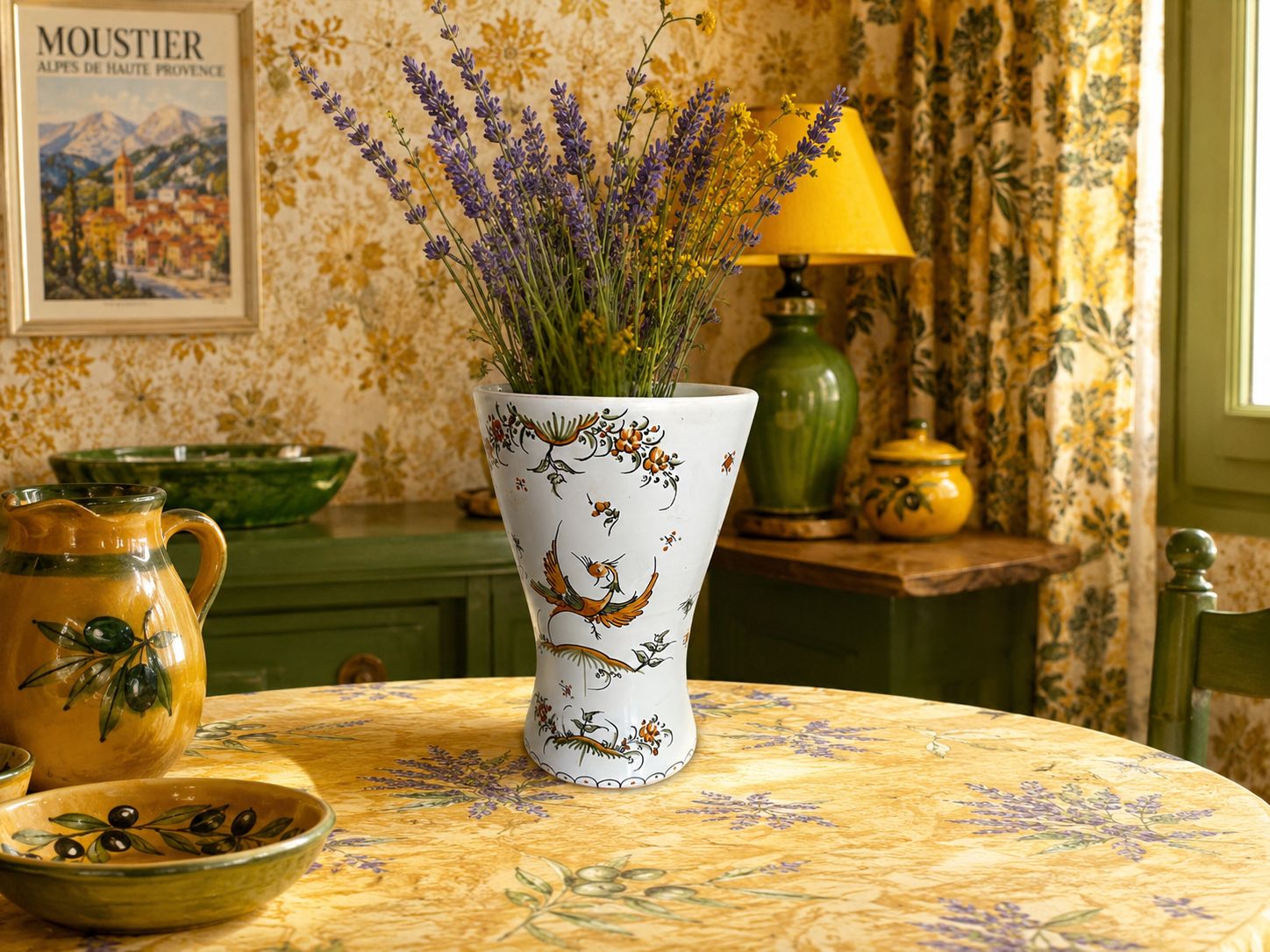 Vintage 1970s Moustiers Earthenware Vase   26 Cm photo furniture