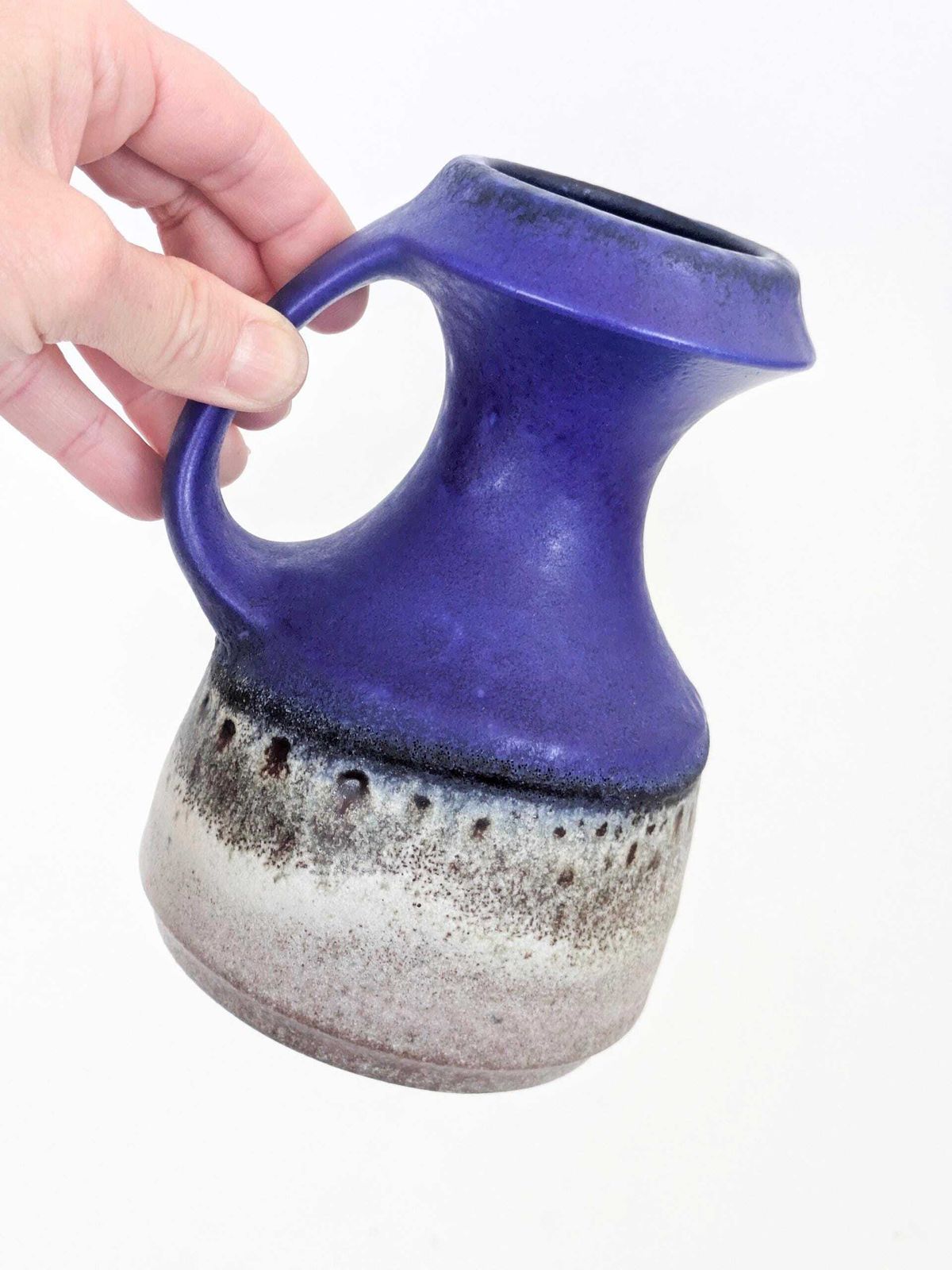 Steuler West Germany Klein Blue Handle Vase Fat Lava Mcm Wgp Cari Zalloni Style photo buy