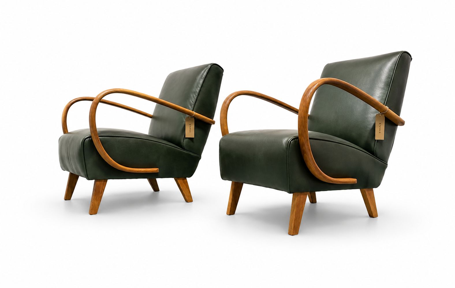 1930 Jindrich Halabala Bentwood Armchair In Premium Green Leather photo vinterior