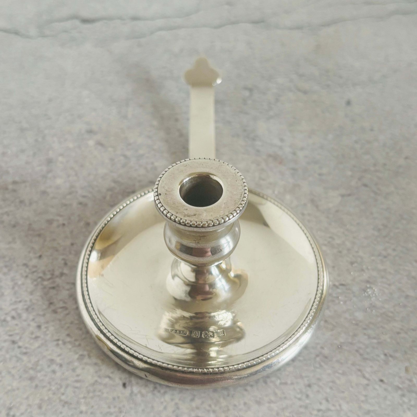 Antiek sterling zilveren kamerstick met snuiter photo vintage