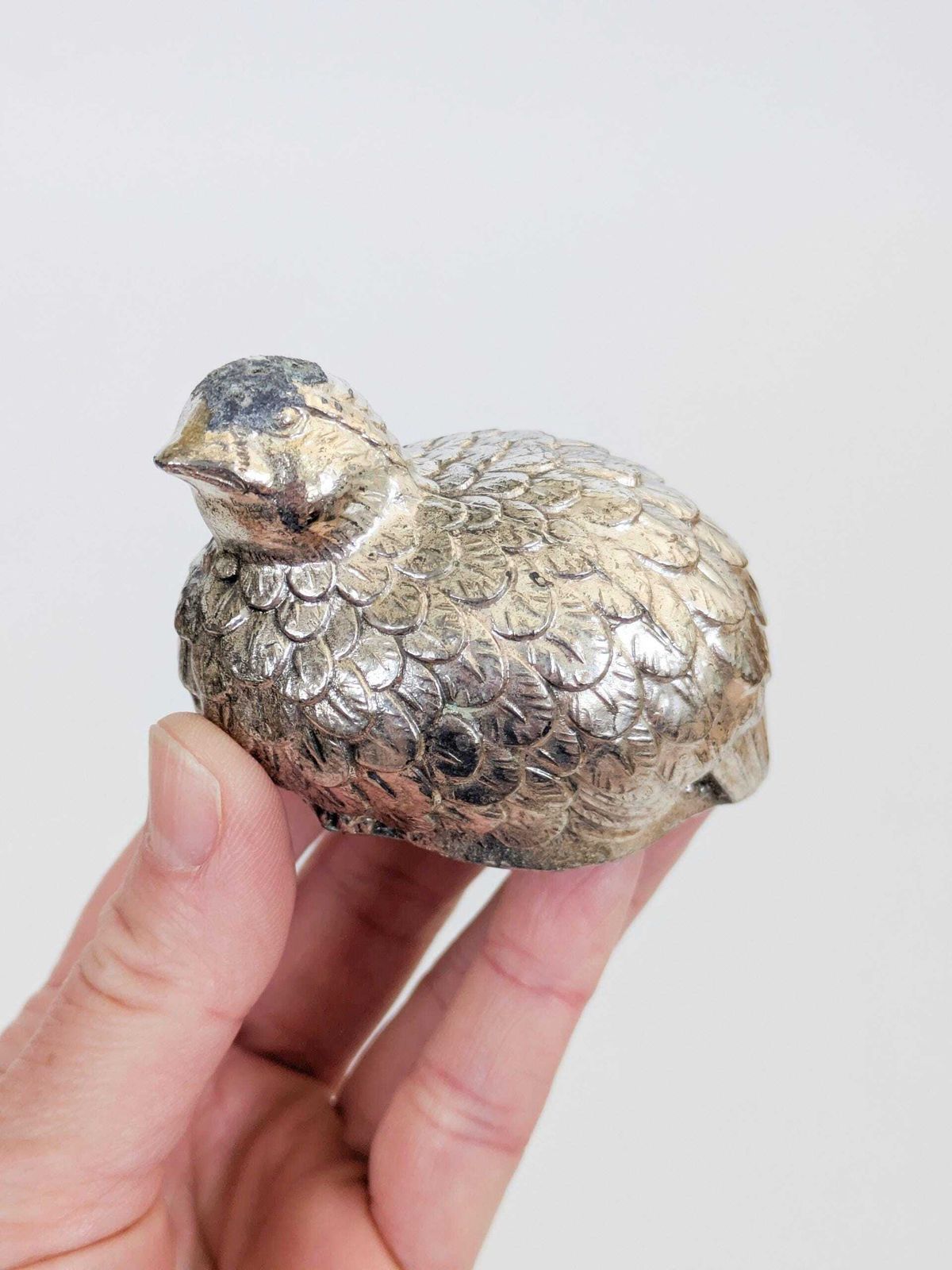 photo for sale Vintage Silver Plated Quail Shaker Set 3 Italian Mid Century Table Decor Bird
