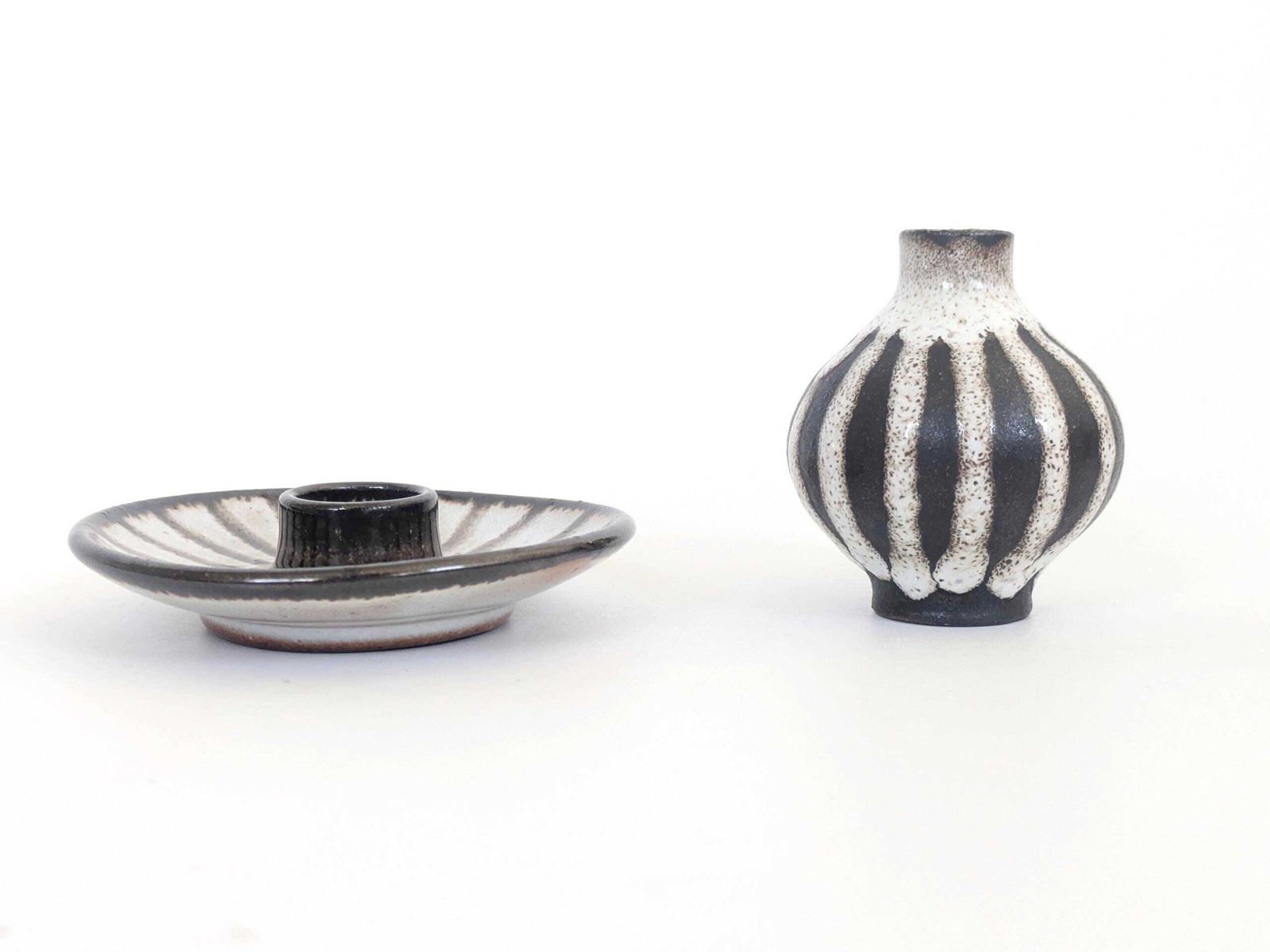 West German Ceramic Candleholder Mini Bud Vase Duo, Monika Maetzel, 1960s photo for sale