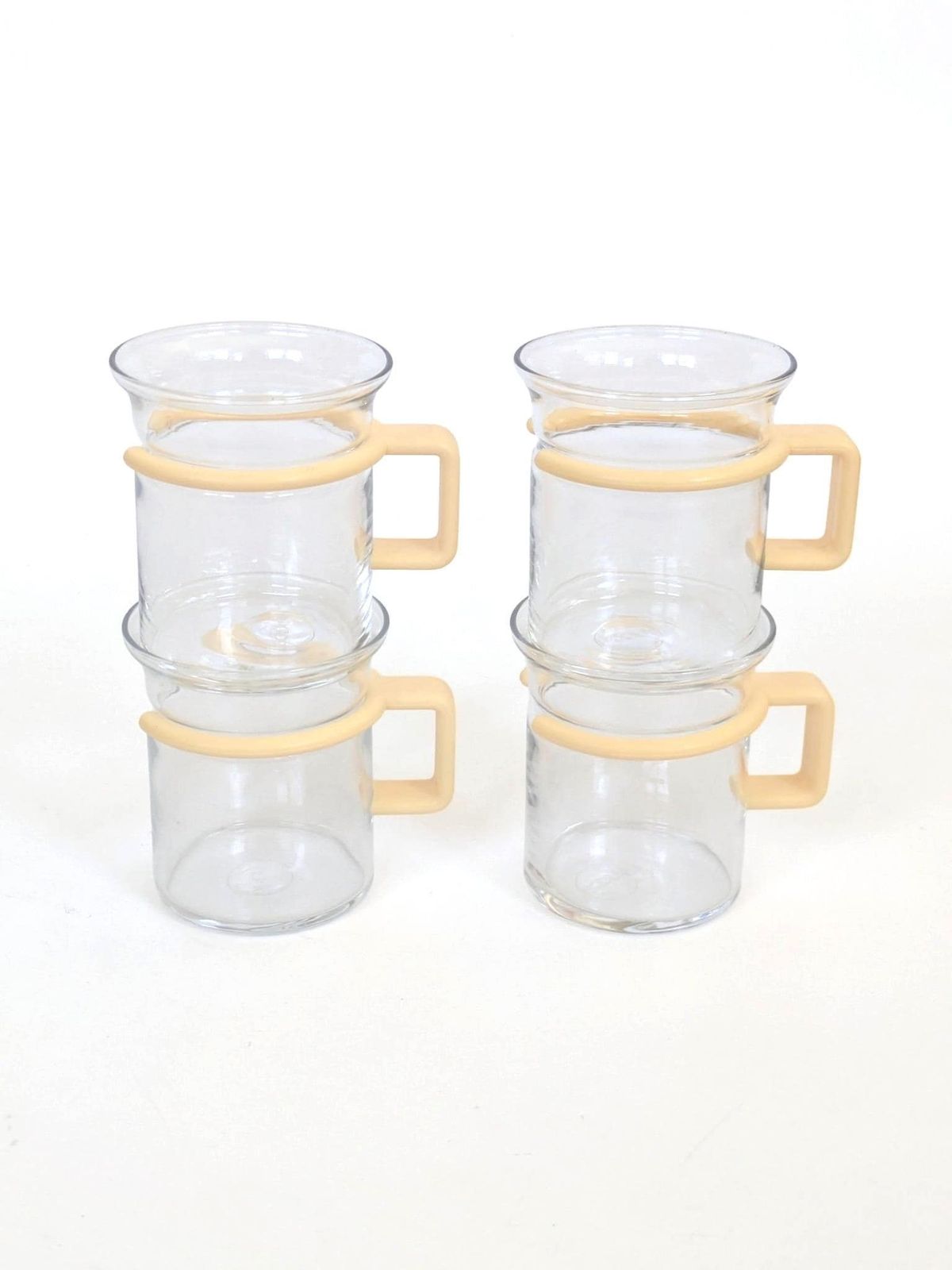 Vintage Bodum Glass Cups Set, Carsten Jørgensen Danish Modern Tea Mugs, 1980s Design photo Home Decor