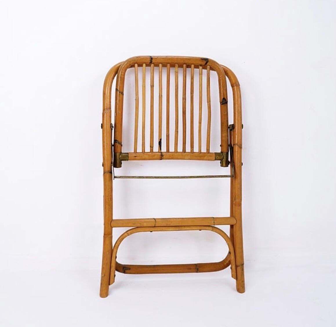 Mid Century Italian Bamboo Dal Vera Folding Chair, 1960s photo furniture