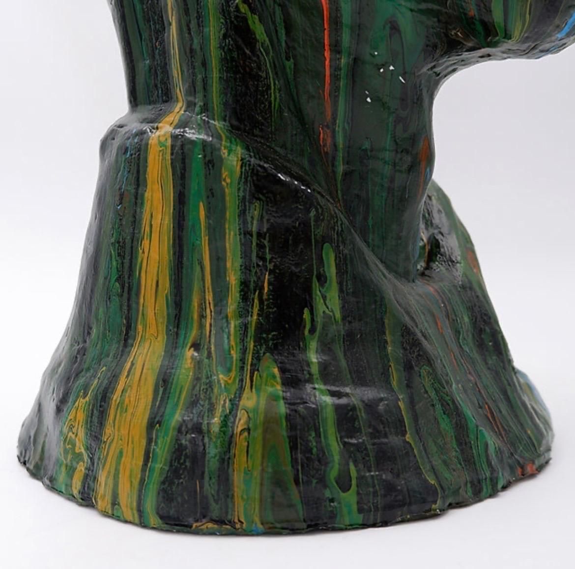 Signed Plaster Sculpture, Poured Colors, Decorative Art, 21st Century photo buy