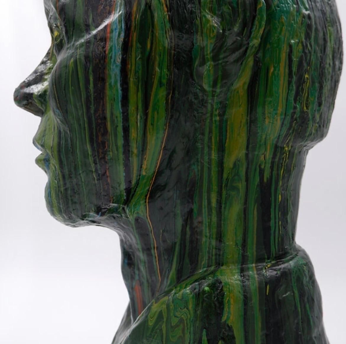photo vinterior Signed Plaster Sculpture, Poured Colors, Decorative Art, 21st Century