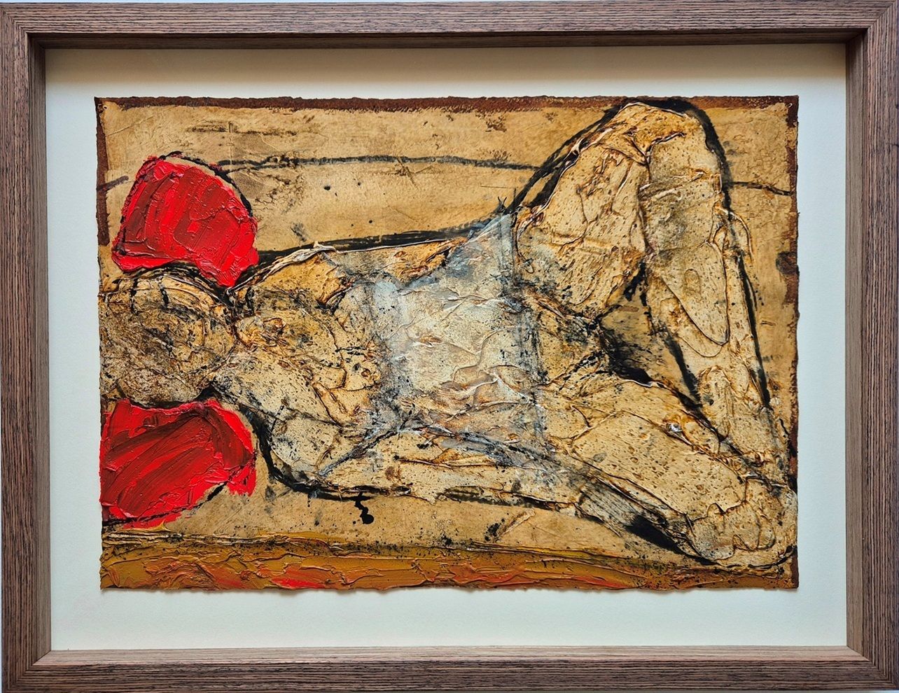 John Emanuel – Sleeping Woman With Red Pillow (Framed Oil Painting) photo furniture